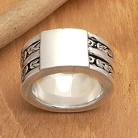 Anillo de plata de ley para hombre. - Anillo de banda de plata esterlina para hombre.