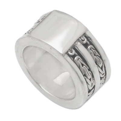 Men's sterling silver band ring, 'Excellence' - Men's Sterling Silver  Band Ring