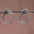 Sterling silver half-hoop earrings, 'Anantaboga Dragon' - Balinese Dragon Half-hoop Earrings