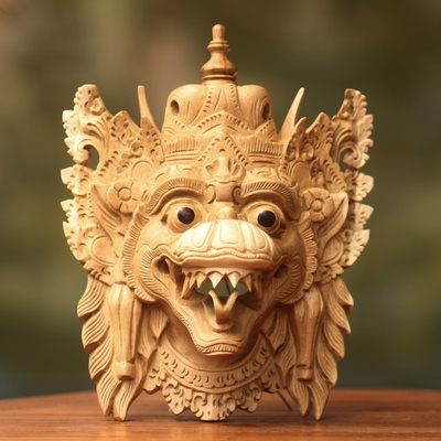 Holzmaske - Kunsthandwerklich geschnitzte Drachenmaske
