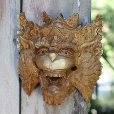 Wood mask, 'Monkey King Subali' - Balinese Mythic Monkey Mask
