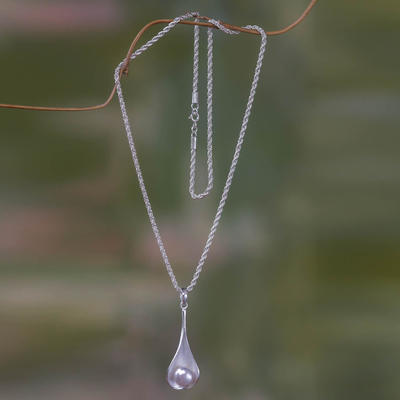 Pearl pendant necklace, 'Nature's Tear' - Cultured Pearl Pendant Necklace