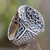 Men's sterling silver signet ring, 'Cardinal' - Men's Sterling Silver Cross Signet Ring (image 2b) thumbail