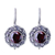 Garnet drop earrings, 'Singaraja Sunflower Red' - Silver and Garnet Sunflower Drop Earrings from Bali (image 2a) thumbail