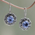 Blue topaz drop earrings, 'Singaraja Sunflower Blue' - Balinese Blue Topaz Sunflower Drop Earrings thumbail