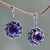 Amethyst drop earrings, 'Singaraja Sunflower Purple' - Amethyst Sunflower Drop Earrings from Bali (image 2) thumbail