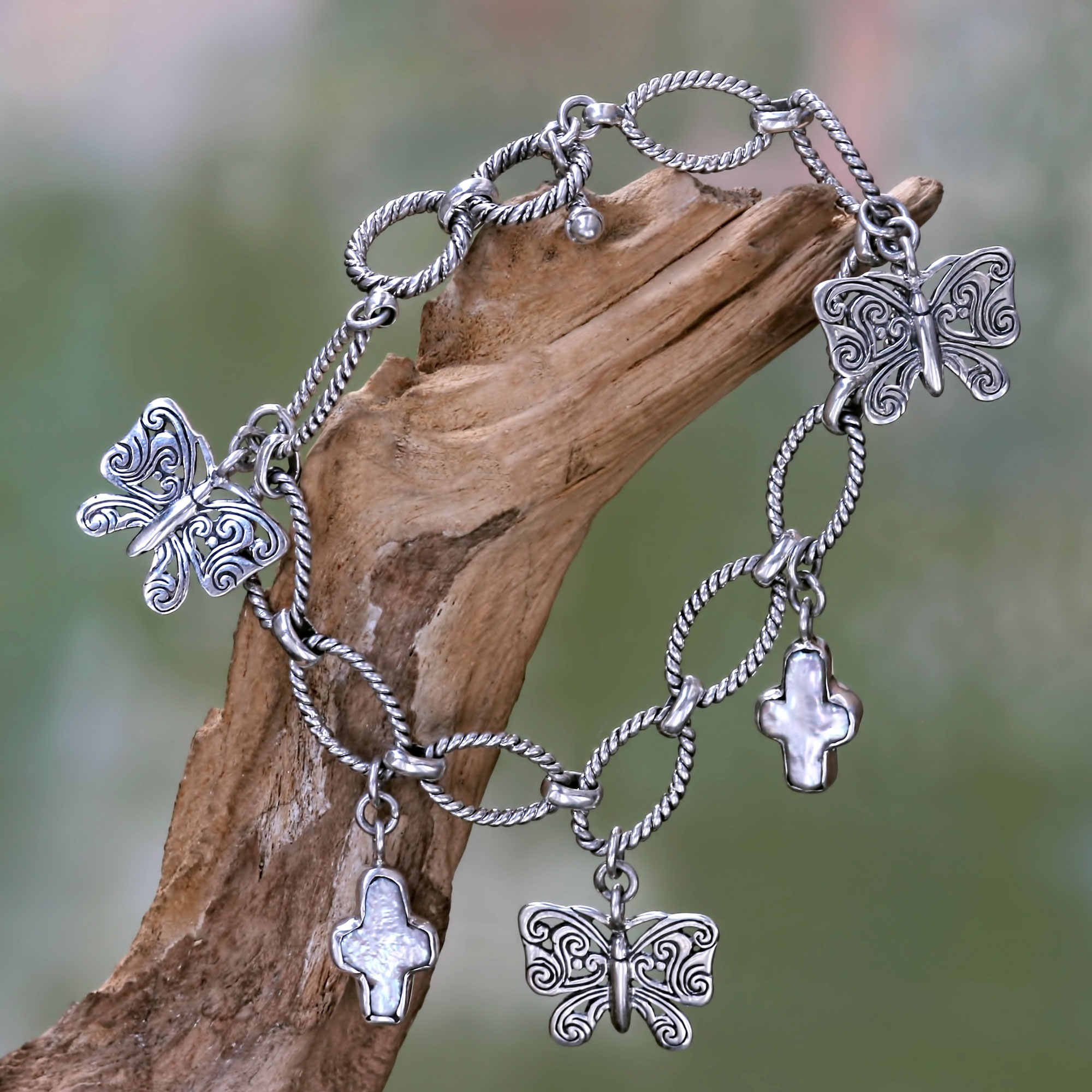 Butterfly charms bracelet