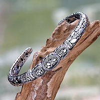 Sterling silver cuff bracelet, Tulamben Coral