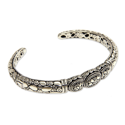 Sterling silver cuff bracelet, 'Tulamben Coral' - Sterling Silver Cuff Bracelet from Bali