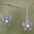 Cultured pearl flower earrings, 'White Forget-Me-Not' - Pearl and Sterling Silver Flower Dangle Earrings