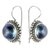 Cultured mabe pearl drop earrings, 'Once in a Blue Moon' - Artisan Crafted Cultured Blue Mabe Pearl Drop Earrings (image 2a) thumbail