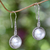 Cultured pearl dangle earrings, 'White Camellia' - Cultured Mabe Pearl Dangle Earrings from Bali thumbail