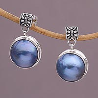 Cultured pearl dangle earrings, 'Morning Mist'