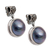 Cultured pearl dangle earrings, 'Morning Mist' - Sterling Silver and Cultured Blue Pearl Dangle Earrings (image p225144) thumbail