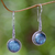 Cultured pearl dangle earrings, 'Blue Camellia' - Cultured Blue Pearl and Sterling Silver Dangle Earrings (image p225145) thumbail
