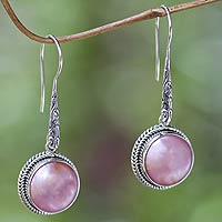 Cultured pearl dangle earrings, 'Balinese Camellia'