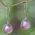 Cultured pearl dangle earrings, 'Balinese Camellia' - Balinese Cultured Pink Pearl Dangle Earrings (image p225146) thumbail