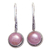 Cultured pearl dangle earrings, 'Balinese Camellia' - Balinese Cultured Pink Pearl Dangle Earrings thumbail
