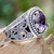 Amethyst cocktail ring, 'Purple Desert Illusion' - Four Carat Amethyst and Sterling Silver Ring from Bali thumbail