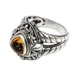 Citrine cocktail ring, 'Golden Sorceress' - Balinese Golden Citrine and Sterling Silver Cocktail Ring