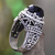 Onyx cocktail ring, 'Midnight Queen' - Onyx and Silver Cocktail Ring from Bali thumbail