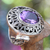 Amethyst cocktail ring, 'Kintamani Twilight' - Amethyst and Sterling Silver Cocktail Ring from Bali thumbail