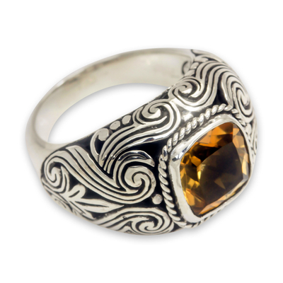 Balinese Citrine and Sterling Silver Cocktail Ring