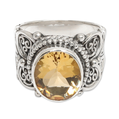 Citrine and Sterling Silver Cocktail Ring from Bali