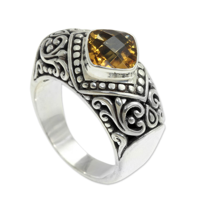 Handcrafted Citrine and Sterling Silver Cocktail Ring