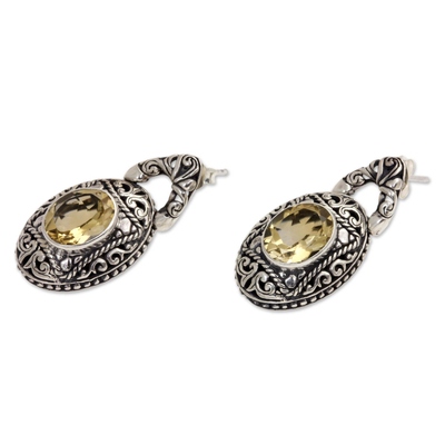 Citrine and Sterling Silver Dangle Earrings from Bali