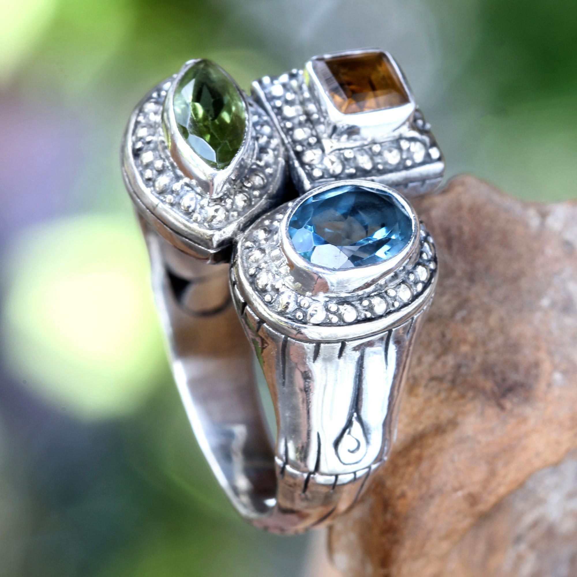 US Size 8 Balinese FINE Filigree Fashion Designer Natural Blue Topaz Gemstone Finger Ring for Women Unique Handmade Modern Ethnic Gothic Designer Style Unique Jewelry Ring in 925 Sterling Silver US Size 8 Balinese FINE Filigree Fashion Designer Natural Blue Topaz Gemstone Finger Ring for Women Unique Handmade Modern Ethnic Gothic Designer Style Unique Jewelry Ring in 925 Sterling Silver