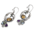 Multi-gemstone gold accented earrings, 'Graceful Peacock' - Multi-gemstone Gold Accented Silver Peacock Earrings