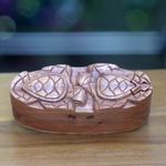 Wood puzzle box, 'Turtle Romance' - Balinese Turtle Theme Wood Puzzle Box