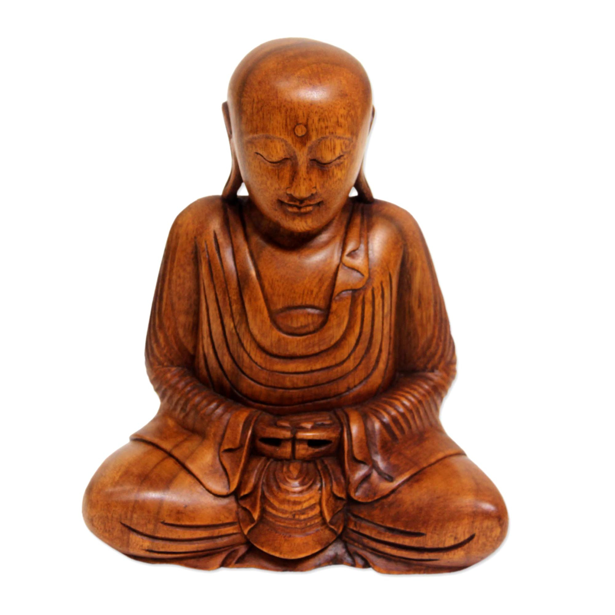 Hand Carved Wood Buddha Statuette from Bali - Samadhi Buddha | NOVICA