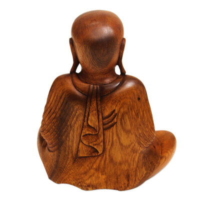 Wood sculpture, 'Samadhi Buddha' - Hand Carved Wood Buddha Statuette from Bali