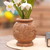 Decorative wood vase, 'Sukawati Floral I' - Decorative mahogany wood vase thumbail