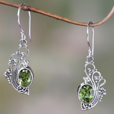 Lacy Peridot and Sterling Silver Dangle Earrings - Green Peacock's ...