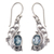 Blue topaz dangle earrings, 'Blue Peacock's Feather' - Lacy Blue Topaz and Silver Dangle Earrings from Bali thumbail