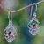 Garnet dangle earrings, 'Crimson Arabesque' - Ornate Garnet and Sterling Silver Dangle Earrings (image 2) thumbail