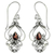Garnet dangle earrings, 'Crimson Arabesque' - Ornate Garnet and Sterling Silver Dangle Earrings thumbail
