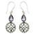 Amethyst dangle earrings, 'Purple Bali Cakra' - Sterling Silver and Amethyst Dangle Earrings from Bali