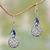 Blue topaz dangle earrings, 'Blue Bali Cakra' - Handmade Sterling Silver and Blue Topaz Dangle Earrings thumbail