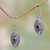 Garnet dangle earrings, 'Karma Shield' - Faceted Garnet and Sterling Silver Earrings from Bali
