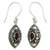 Garnet dangle earrings, 'Karma Shield' - Faceted Garnet and Sterling Silver Earrings from Bali