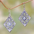 Blue topaz dangle earrings, 'Blue Padma' - Sterling Silver and Blue Topaz Earrings with Floral Motif thumbail
