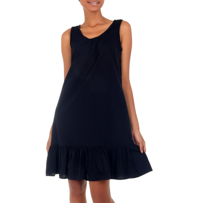 black cotton sleeveless dress