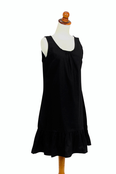 UNICEF Market | Sleeveless Black Cotton Dress from Bali - Black Gardenia