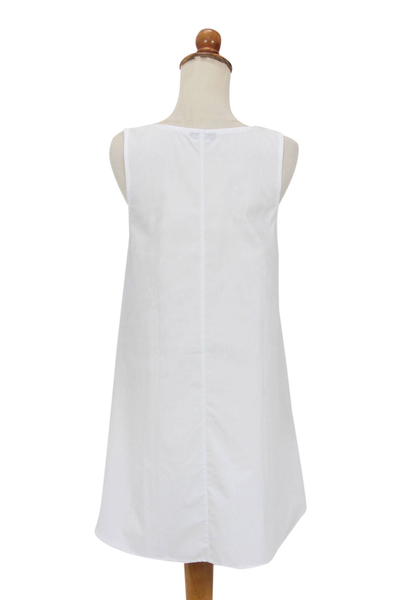 Sleeveless cotton blouse, 'Black Orchid' - Cotton Blouse Black and White Sleeveless Women's Top