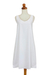 Sleeveless cotton A-line dress, 'Melati in White' - Women's White Sleeveless Cotton Dress from Bali