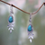 Sterling silver dangle earrings, 'Balinese Bay Leaf' - Sterling Silver and Reconstituted Turquoise Earrings (image 2) thumbail
